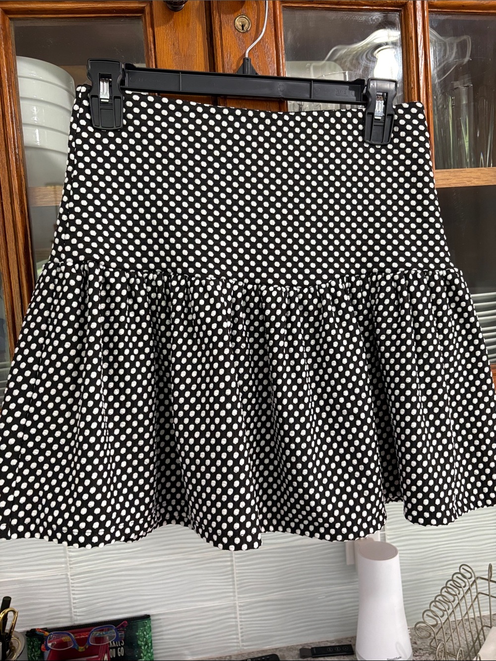 Polka Dot brown & White Tiered Skater Skirt